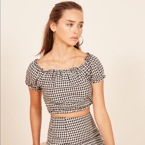 Reformation Lakely Off Shoulder Gingham